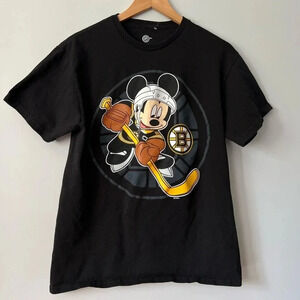 NHL Mickey  Mouse Boston Bruins T-Shirt Front & Back Graphic | Men’s Medium